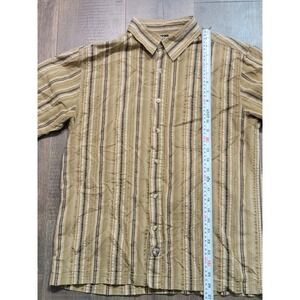 KUHL Mens Striped Short Sleeve Button Up Shirt Size Medium Tan Brown Outdoor